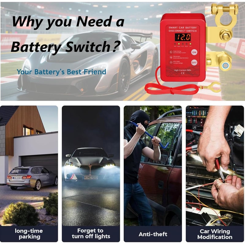 Avutrel Smart Remote Battery Disconnect Switch 12V 24V Kill Switch for Car Intelligent Battery Power Smart Voltage Car Battery Kill Switch for Vehicle, RV, ATV, Truck, Boat - Image 4